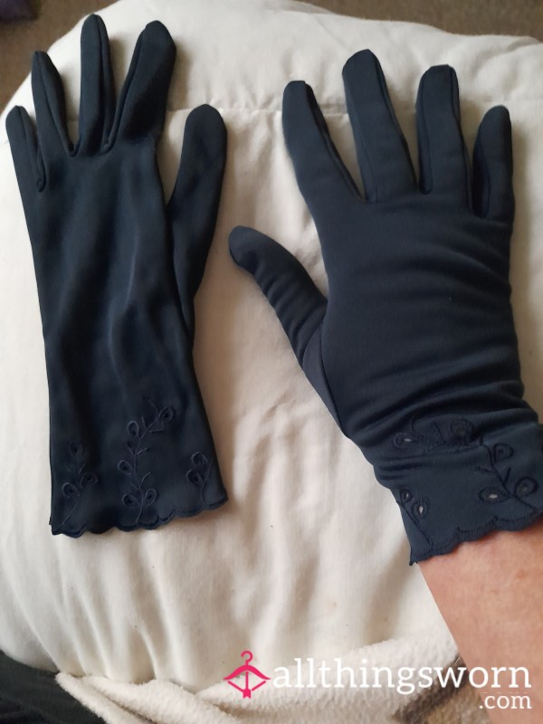 Navy, Silky Gloves