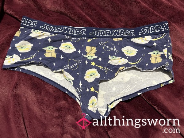 ~NAVY STAR WARS BABY GROGU PRINT COTTON BOYSHORT PANTY~