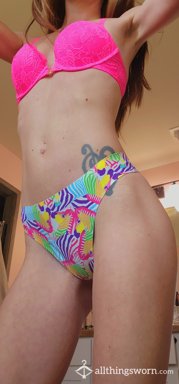 Neon Multicolor Zebra Print Pantys