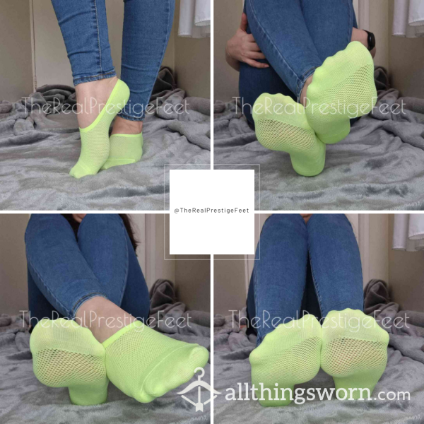 Neon Yellow/Green No Show Socks | 3 Days Wear | Includes Pics & Clip | See Listing Photos For More Info - From £20.00 + P&P