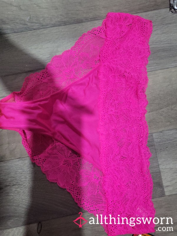 Neon Pink Lace Frenchies With Silky Feel Crotch