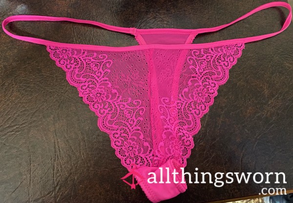 Neon Pink Lace Thong