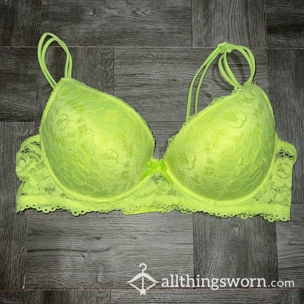 Neon Yellow Lace Bra Size 32D