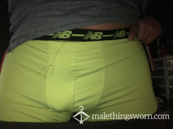 Neon Yellow New Balance Boxer Briefs, Sweat Stain On A**!