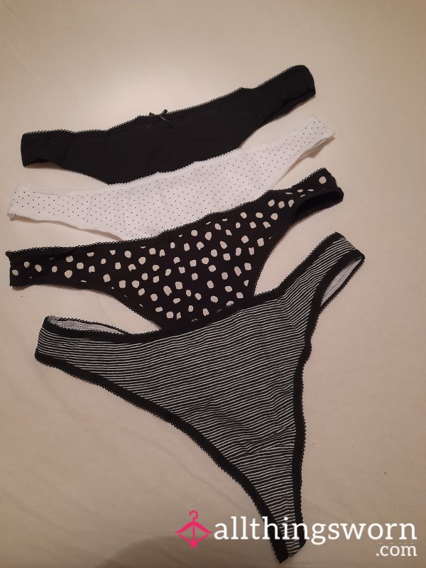 New Cotton Thongs In Stock. Black/white/print. £10 For 1 Day Wear. £5 For Extra Day