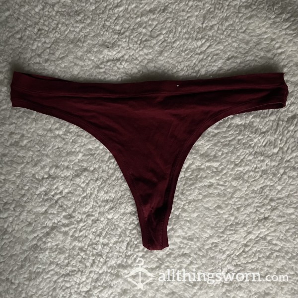 WORN NEW Red Maroon Thong *48 HR WEAR*