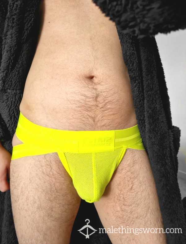 Thick, Vibrant Yellow/Pink Jockstraps - L