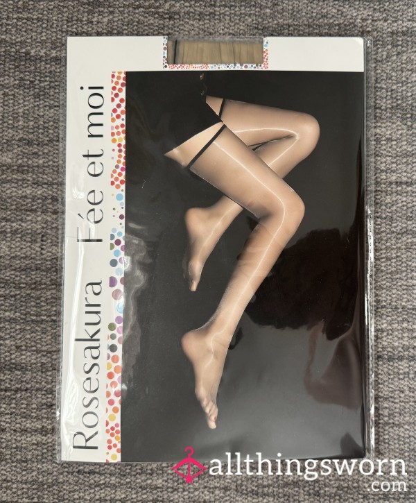 New/unopened Rosesakura Thigh Highs Beige/black