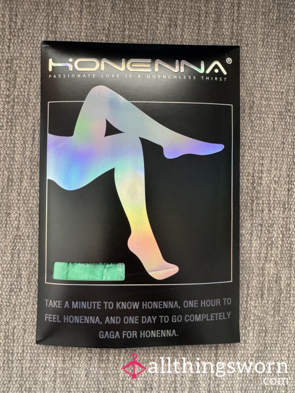 New/unused Honenna Teal/green Thigh Highs