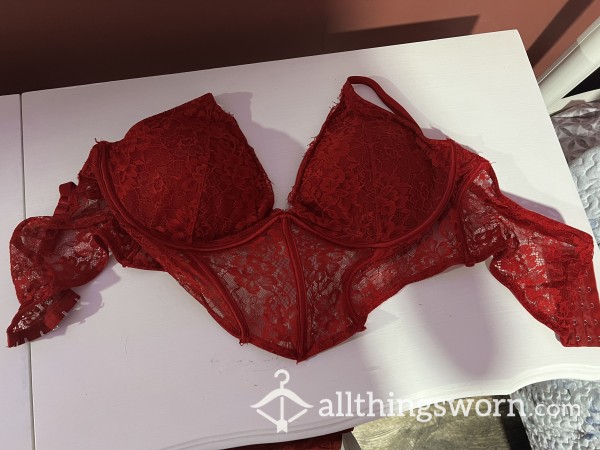 Nice Red Long Line Bra, Worn