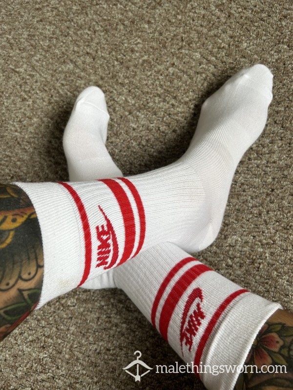 SOLD Nike Crew Socks - White / Red