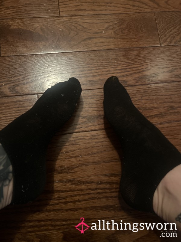 No-show Black Socks, Worn Four Days In A Row Extra Stinky