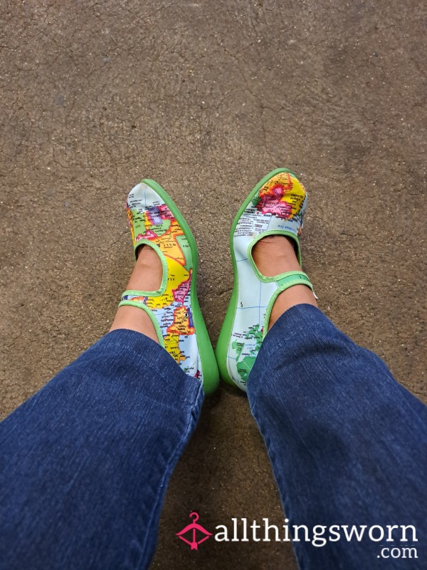 Not All Who Wander Are Lost... Enjoy My Globetrotting Mary Jane Flats