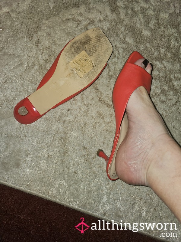 Not So High S**y Red Kitten Heels Size Uk 8