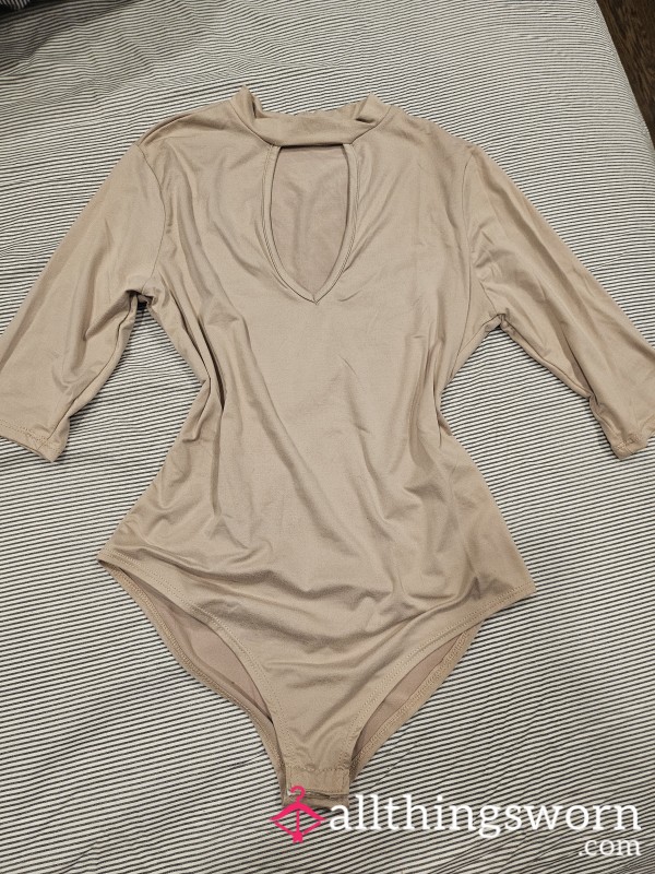 Nude Bodysuit With Chest Cutout