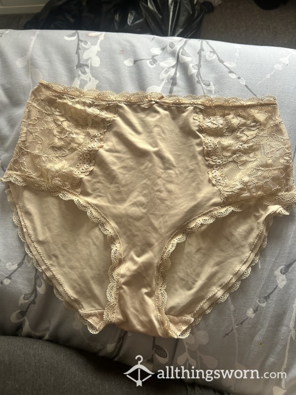 Nude Satin Lace Full Brief Panties