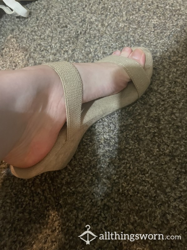 Nude Wedge High Heels