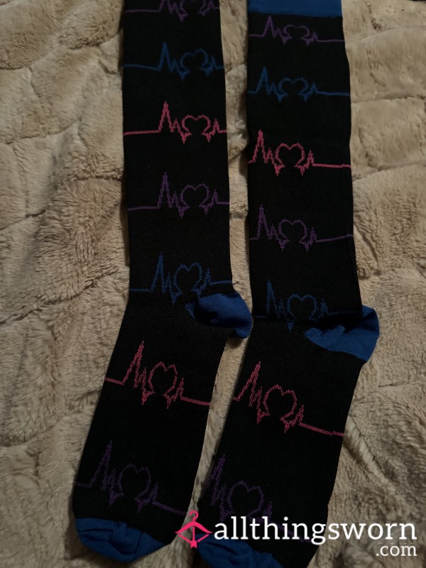 Nurse Dark Blue Heal And Toe Compression Socks