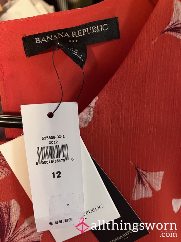 NWT Banana Republic Size 12 Red Flor*l Long Dress