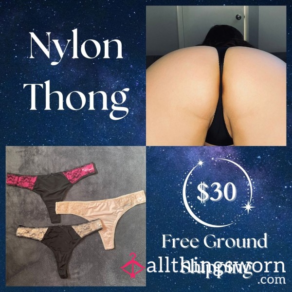 Nylon & Lace Thong