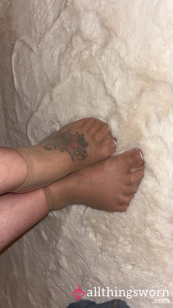 Nylon Socks On My Tattooed Feet