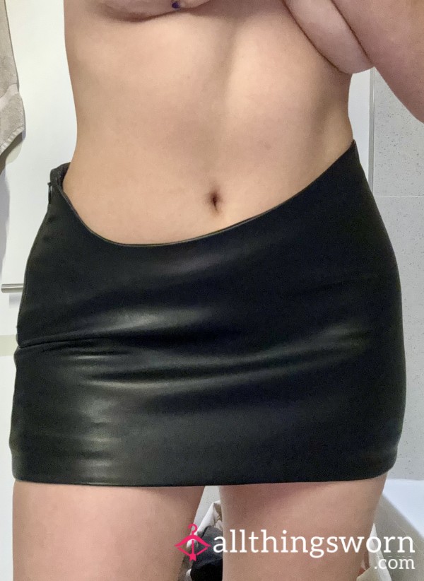 Offset Leather Mini Skirt