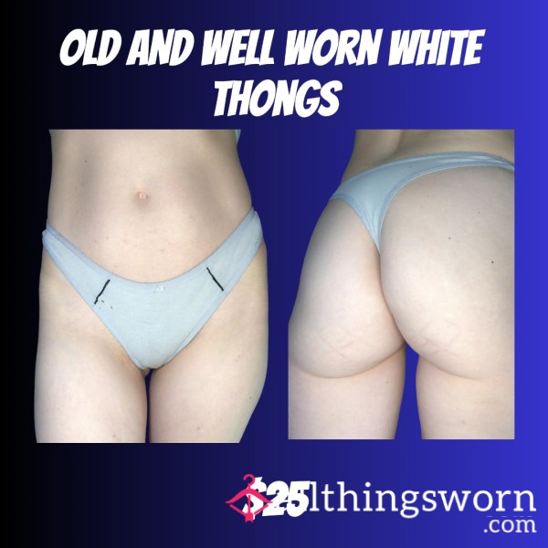 Old And Well Worn White Thongs