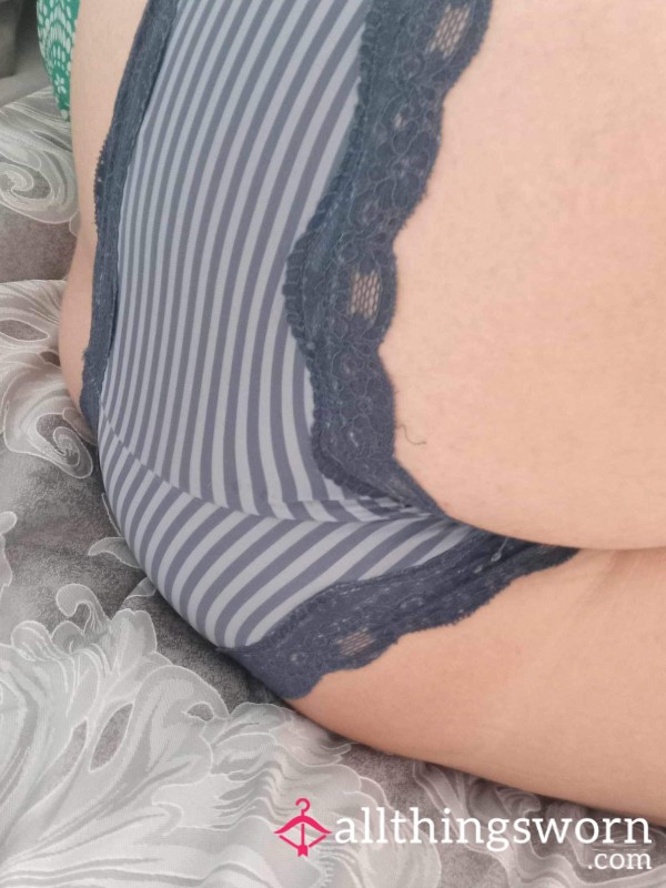 Old Blue Stripe Silky Panties