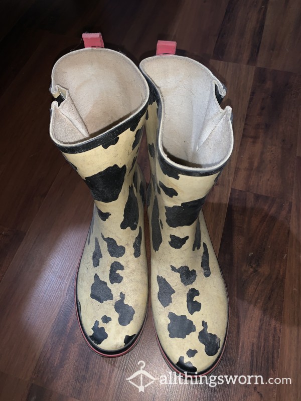 OLD Cow Print Rain Boots