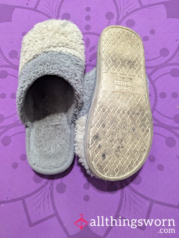 Old, Dirty Grey Slippers