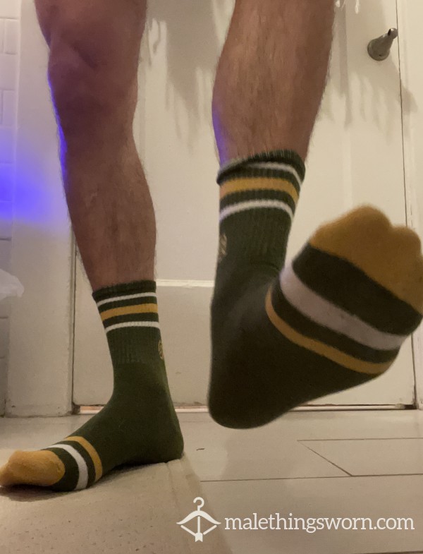 Old School Green Striped Socks