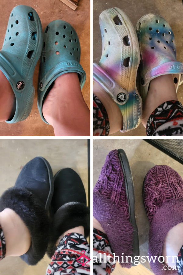 Old Slippers And Crocs