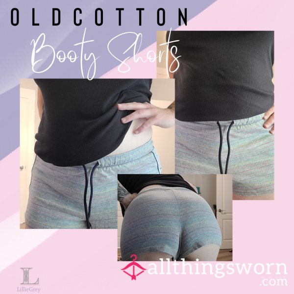 🚨🩶 SALE! Old Soft Cotton Light Grey Booty, Lounge, Pajama Shorts ~ Includes 48 Hours Wear & US Shipping