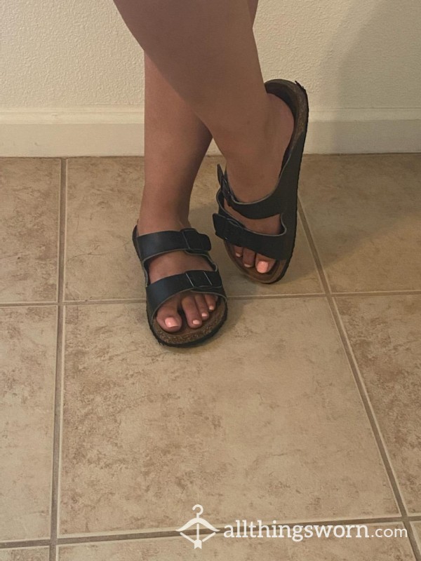 Old Used Black Sandals