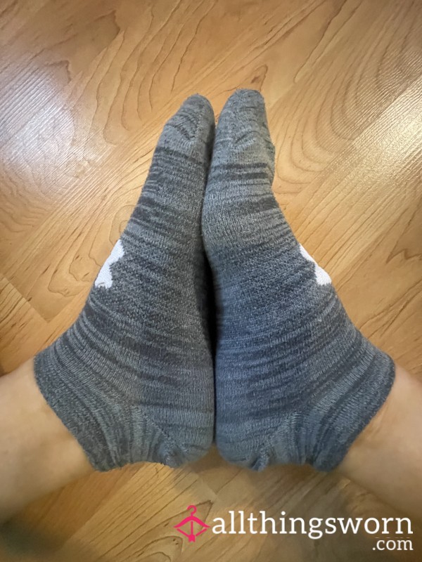 Old Used Smelly Stinky Wet Grey Under Armour Socks