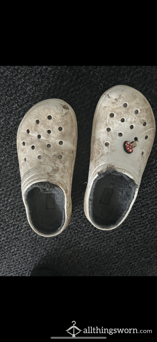 Old Very Worn Fluffy Crocs X