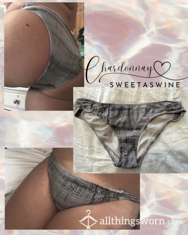 🍷UK 10|🩶Old Worn Grey Bikini Bottoms🍑💦