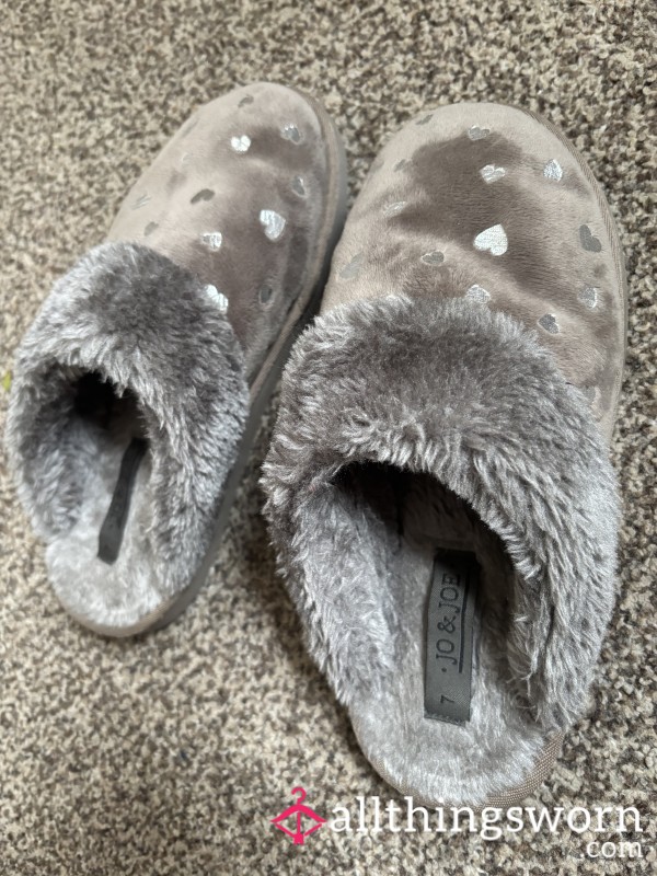 Old Worn Grey Slippers