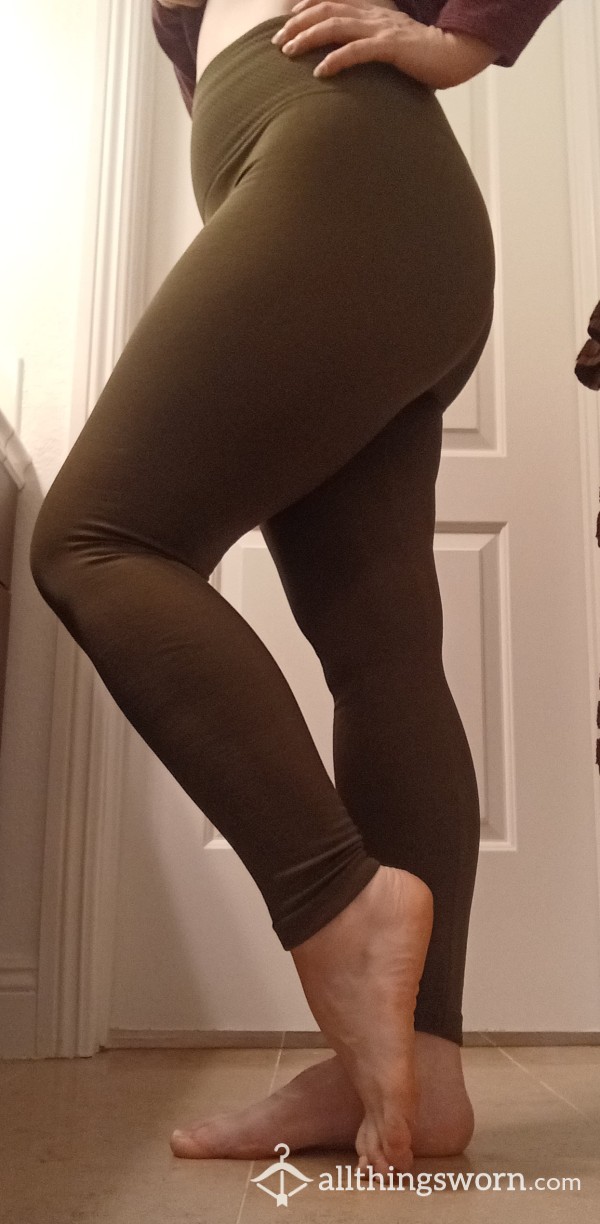 Olive Green Skin Tight Leggings