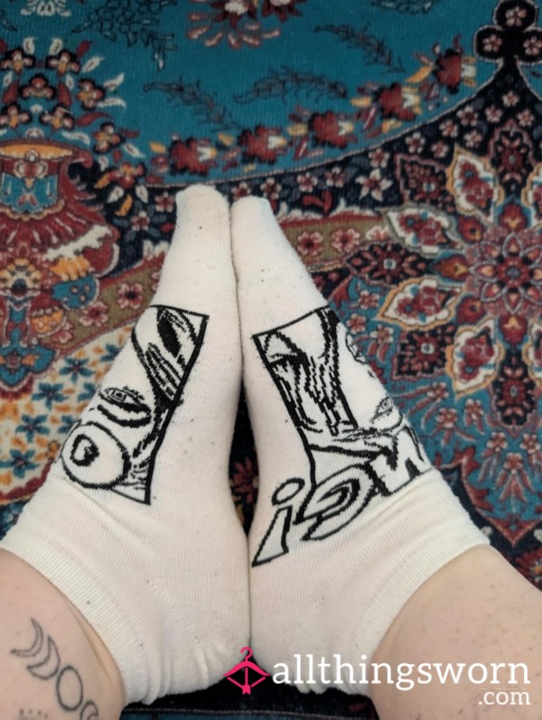 💋 OMG Thin Comic Ankle Socks – Well-Worn & Ready For You 💋