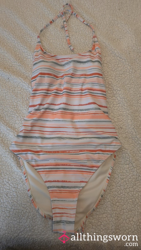 One Piece Striped Bathing Suit