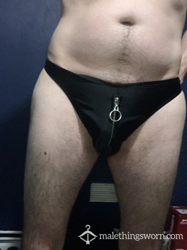 Open Front Zip Thong