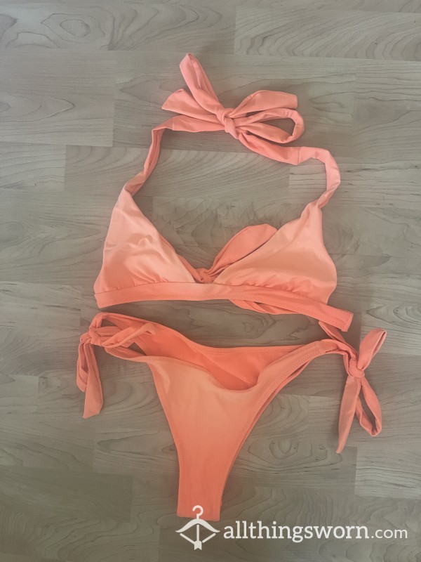 Well Worn Faded Orange Old Bikini Set