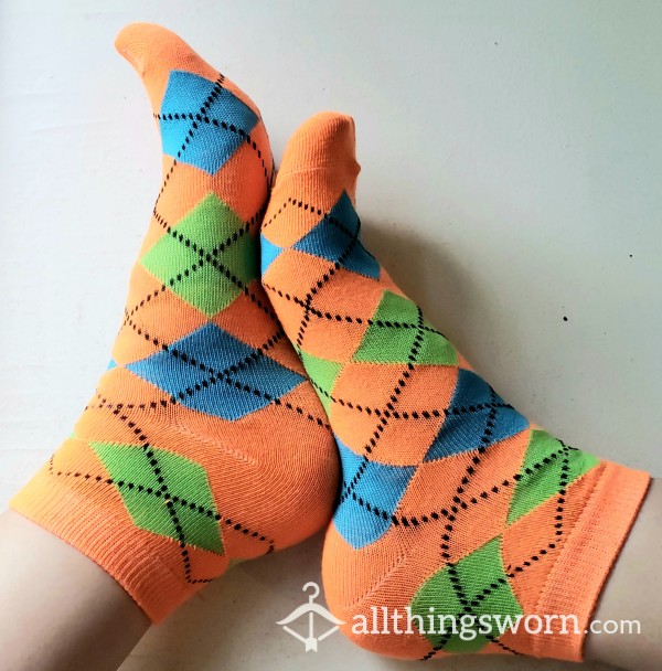 Orange, Blue & Green Argyle Socks🧡💙💚