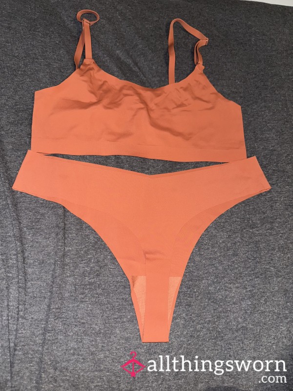 Orange Bralette And Thong Set