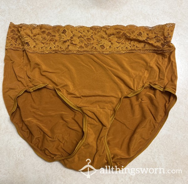 Orange Briefs With Lace Trim