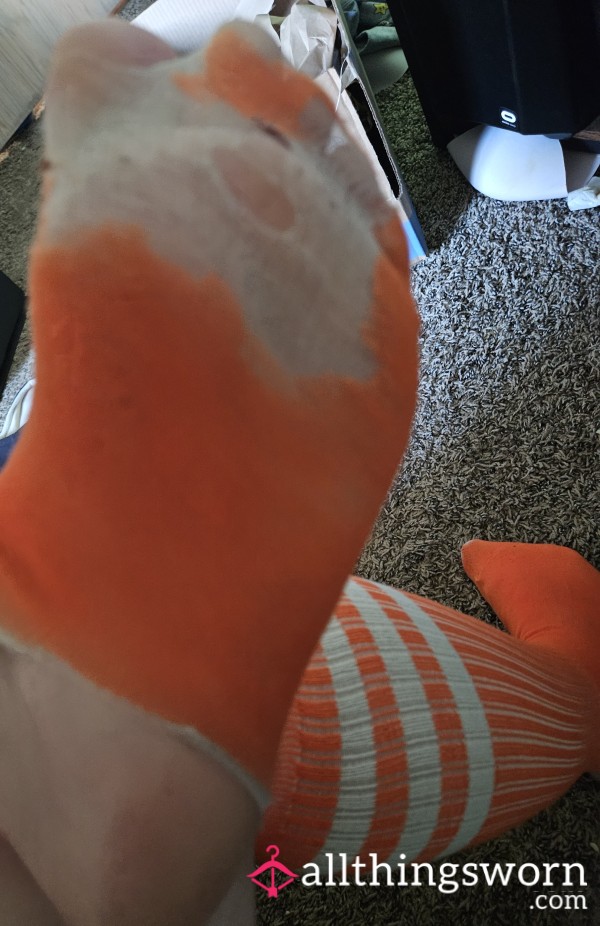 🧡 Orange Knee High Well Worn 🧦 Socks