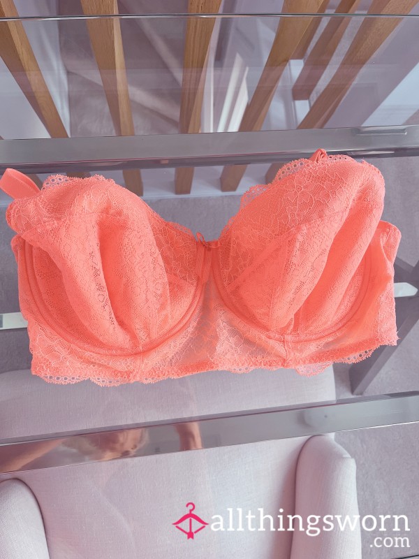 Orange Lace Bra 34E Worn Up To 3 Days Prior To Posting