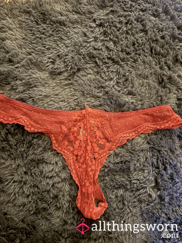 Orange Lace Thong