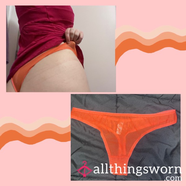 ORANGE MESH THONG - WORN FOR 24 HOURS 💦 🍊